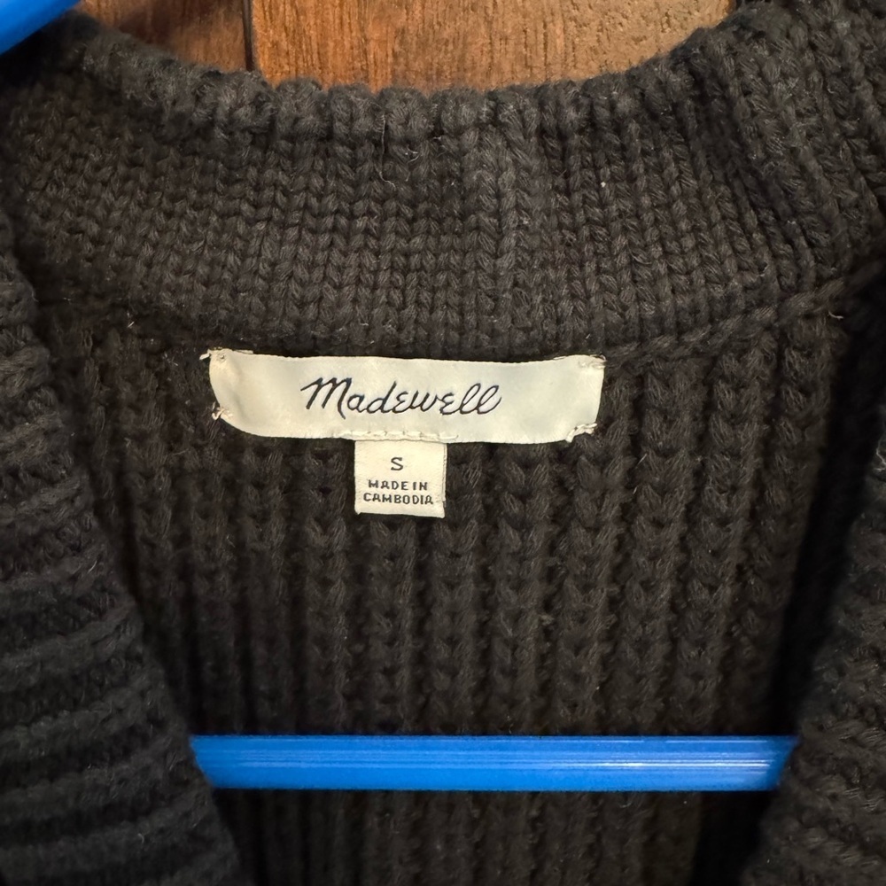 Madewell Black Sweater Vest Button Front Chunky Knit Minimalist Layering - Picture 3 of 4